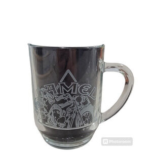 Camel Cigarettes 1991 Joe Riding a Motorcycle Etched‎ Glass Mug Vintage